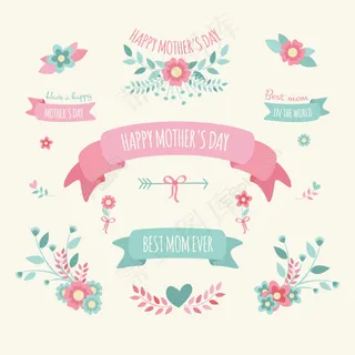 清新母亲节元素矢量素材