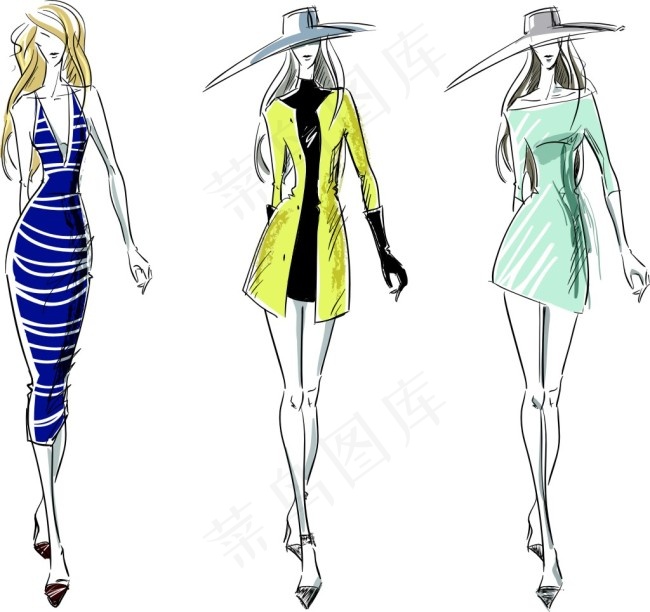 时尚服装模特美女插画