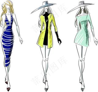 时尚服装模特美女插画
