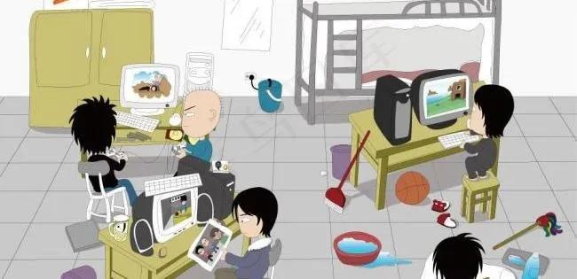 我的大学寝室生活图片ai矢量模版下载