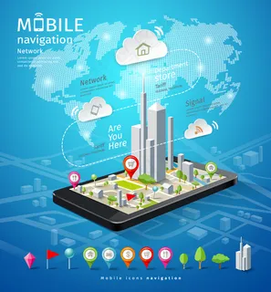 创意手机导航信息图矢量素材