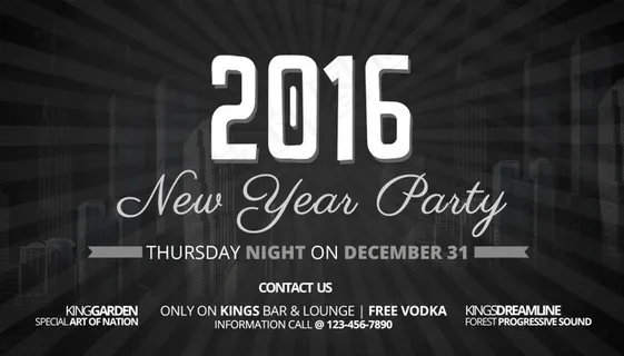 2016新年派对邀请卡免费PSD