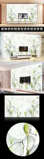 手绘马蹄莲花3D立体现代简约电视背...