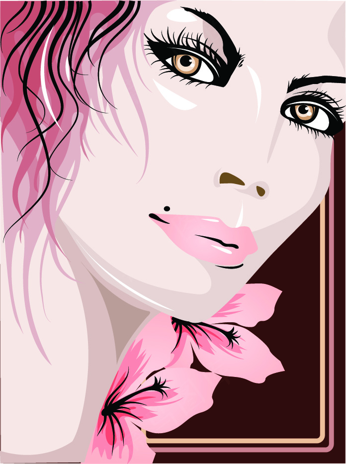 时尚卡通美女矢量图下载