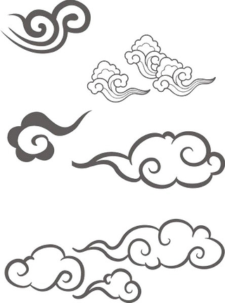 多款黑色祥云剪影线稿