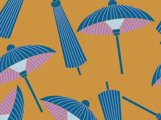 2017简约日式和风古典插画油纸伞...