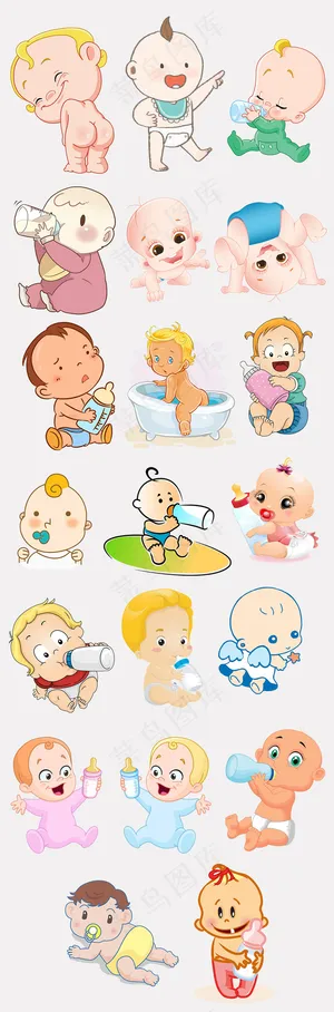 可爱手绘卡通儿童奶嘴PNG元素合集