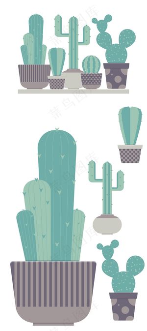 仙人掌盆栽矢量设计素材