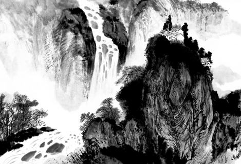 中国风水墨山水PNG透明免扣素材