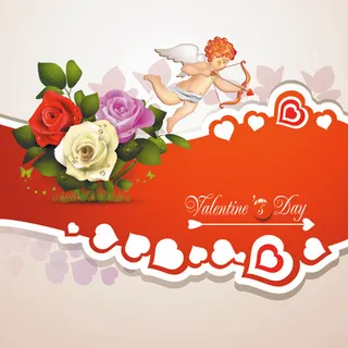 美丽的鲜花情人节贺卡设计矢量图03