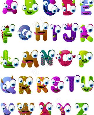 卡通动物字母图片