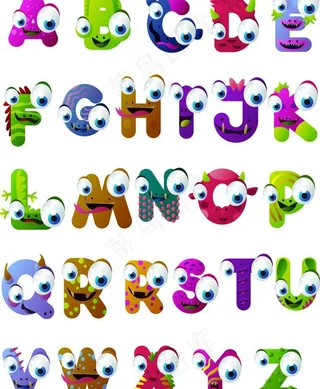 卡通动物字母图片