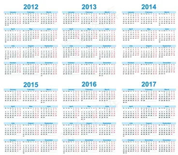 台历2012-2017矢量图