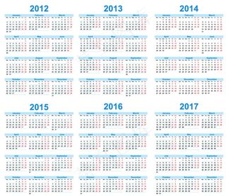 台历2012-2017矢量图