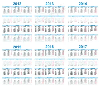 台历2012-2017矢量图