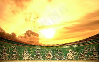 中国文化九龙壁PSD素材
