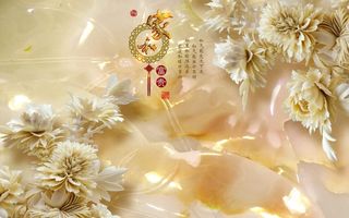 仿彩雕 家和富贵背景墙