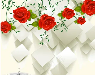 矢量花3D玫瑰花背景墙