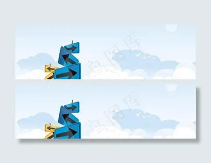 蓝天白云指示牌矢量素材图片