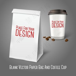 咖啡杯打包袋背景矢量素材