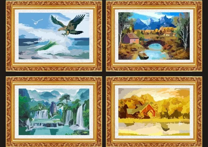 风景画图片cdr矢量模版下载
