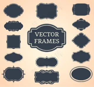 14款黑色空白标签矢量图