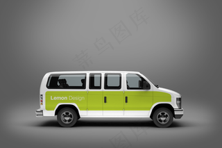绿色白色面包车样机汽车样机