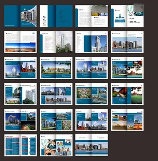 蓝色商务大气企业画册设计模板