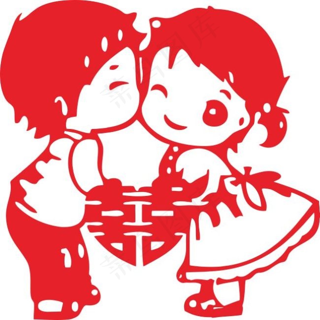 婚庆双喜男女cdr矢量模版下载