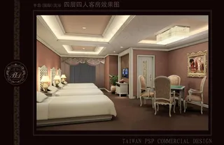欧式四人客房效果图图片