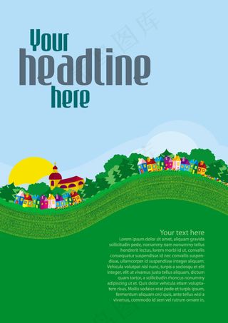 矢量素材卡通春天文本