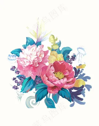 植物花卉玫瑰花水彩效果