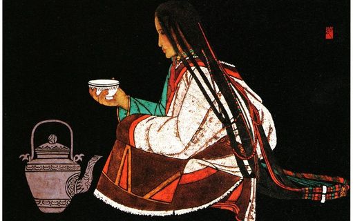 饮茶藏女图片 饮茶藏女图片