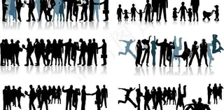 黑白剪影的人群黑