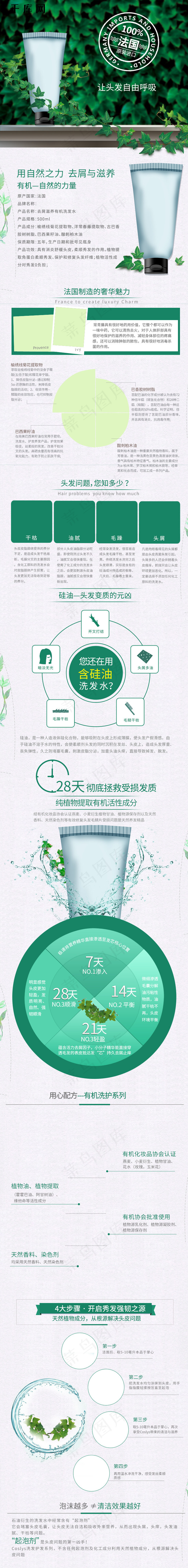 自然提取菊花常春藤法国制造店铺上新自然去屑洗发露详自然提取菊psd模版下载