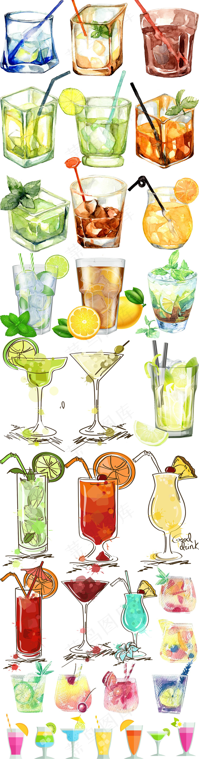 手绘卡通冷饮奶茶饮料海报背景素材酒...