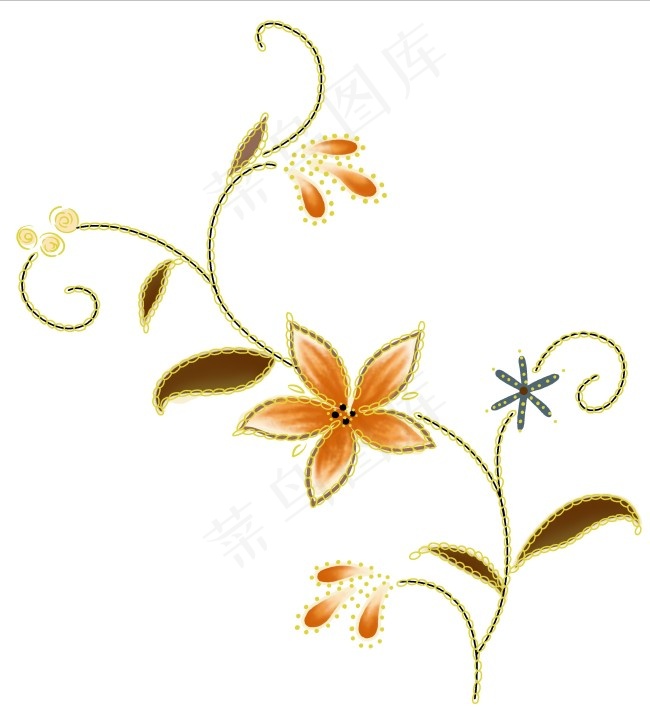 精美黄色手绘花psd模版下载