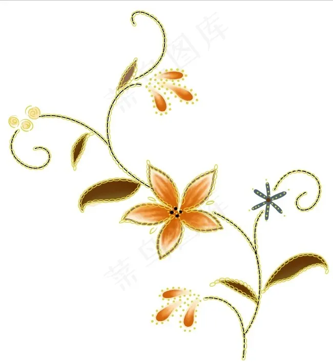 精美黄色手绘花psd模版下载