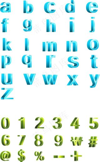 3d字母数字元素矢量图