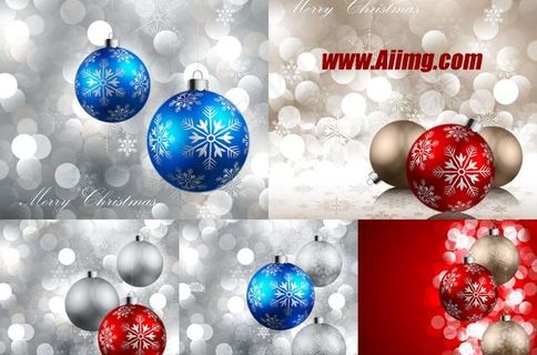 圣诞节挂球梦幻高光背景矢量素材