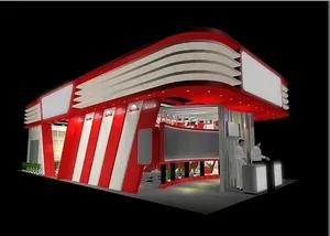 红色特装展位3Dmax模型设计