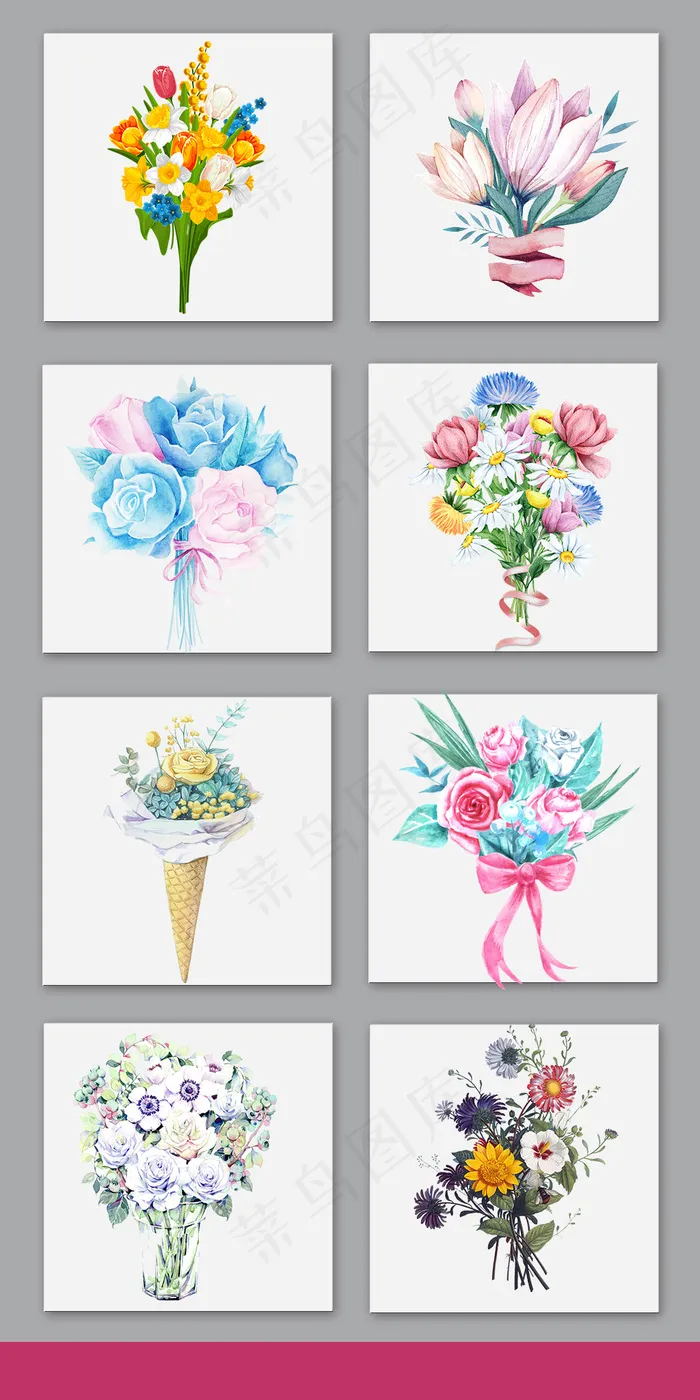 唯美手绘鲜花素材(1024X2048(DPI:150))psd模版下载