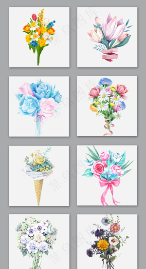 唯美手绘鲜花素材