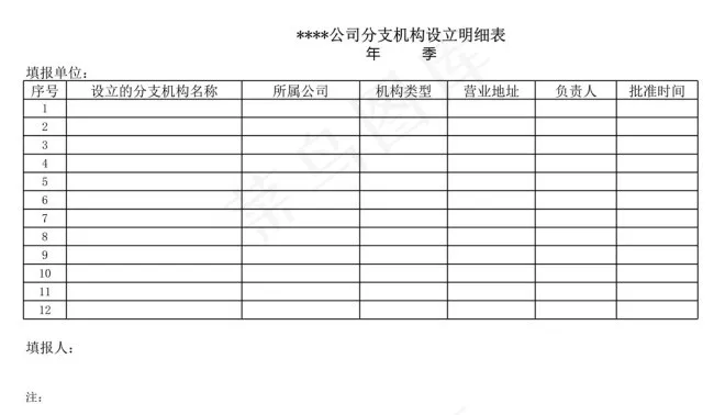 公司分支机构设立明细表-Excel...