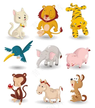 卡通动物矢量素材