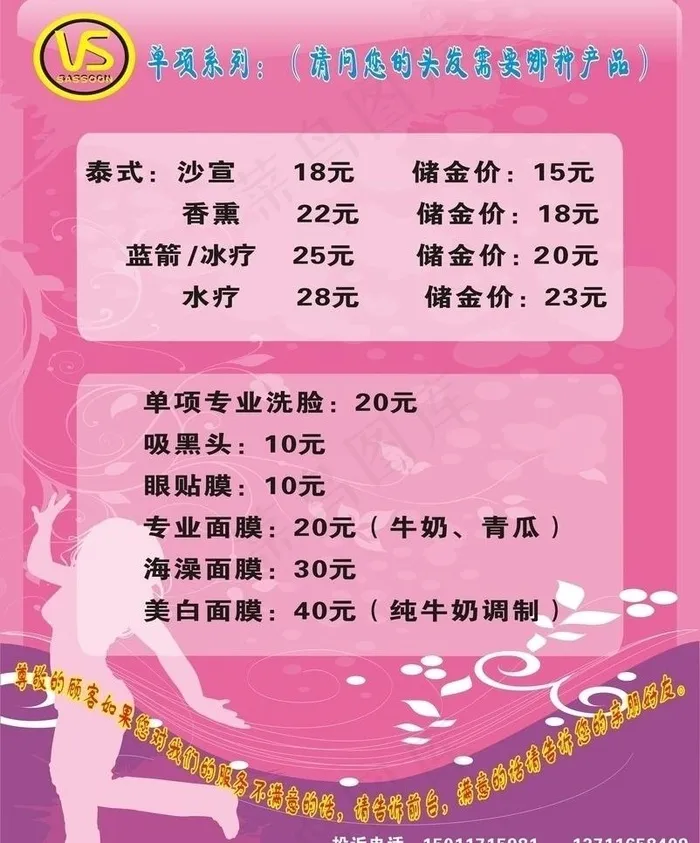 沙宣最新优惠套餐图片cdr矢量模版下载