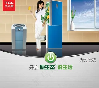原生态TCL电冰箱海报广告PSD素...