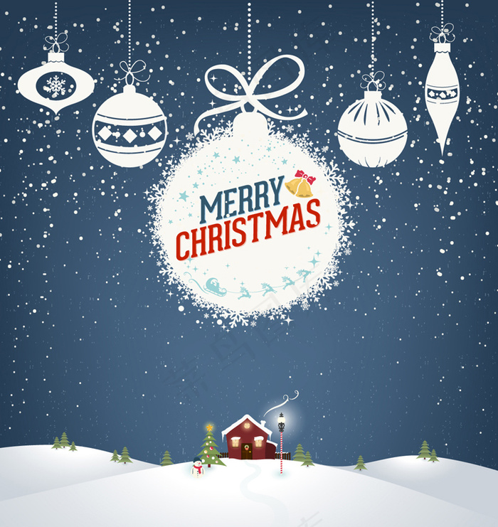 白色圣诞挂饰贺卡