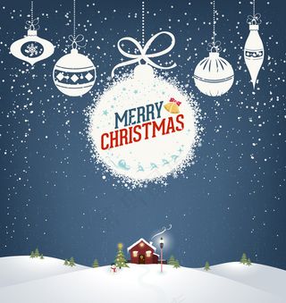 白色圣诞挂饰贺卡