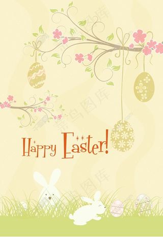 鸡蛋插画矢量春天背景